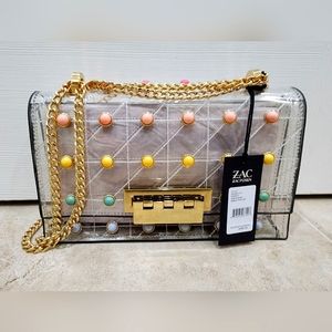 Zac Posen Earthette Pearl Lady Clear Convertible Shoulder Bag